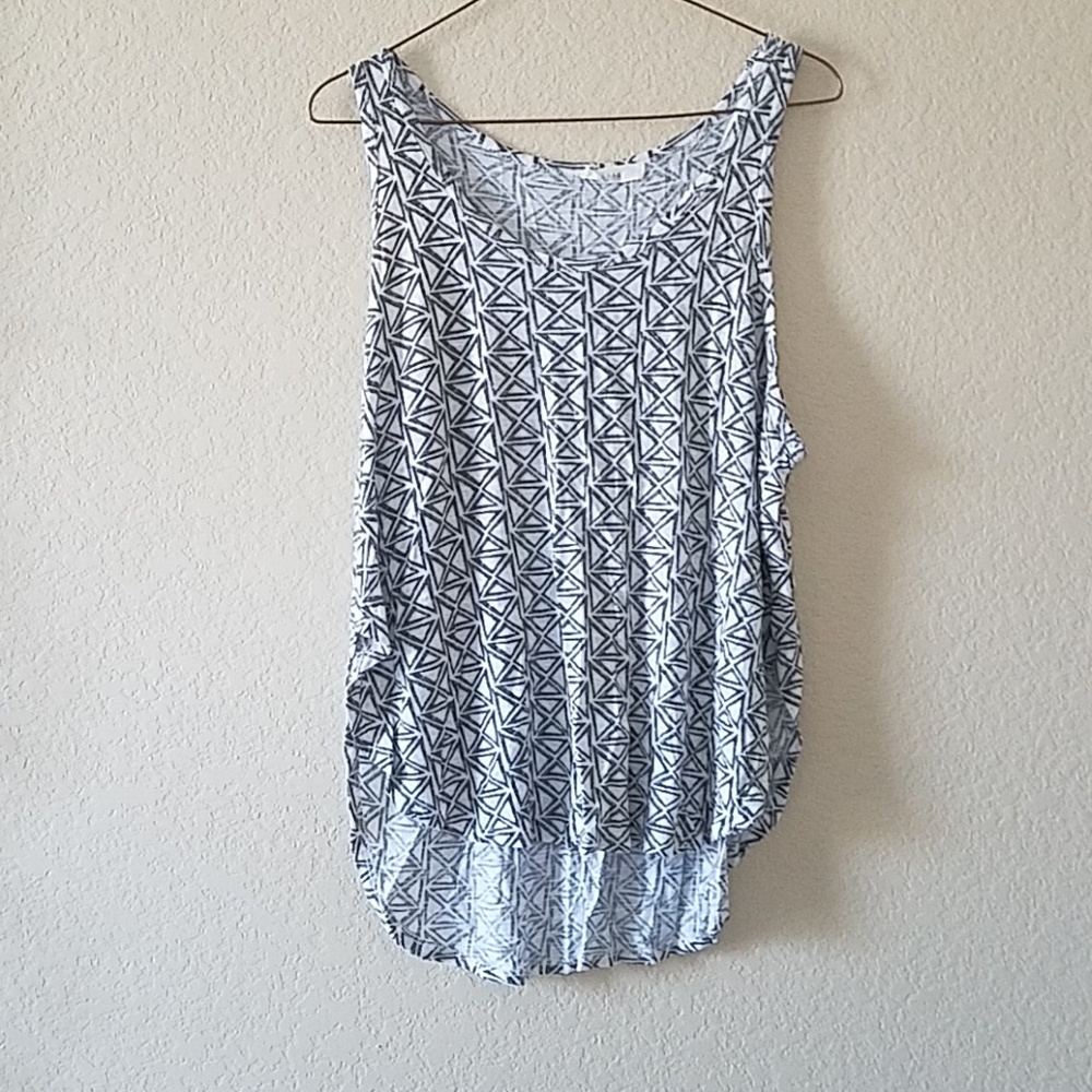 White tank top with black pattern